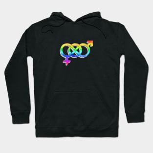 Pride LGBTQ+ Bisexual Love Tattoo Style Hand Drawn Design Hoodie